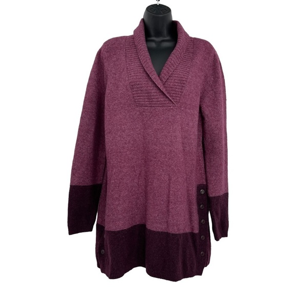 Soft Surroundings Seastar pullover sweater shawl collar plumberry heather size S - Picture 1 of 8
